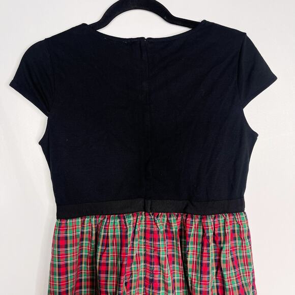Vineyard Vines Girls Large 14 Black Red Tartan Plaid Short Sleeve Dress Holiday - Picture 6 of 10